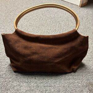 Brown suede shoulder bag